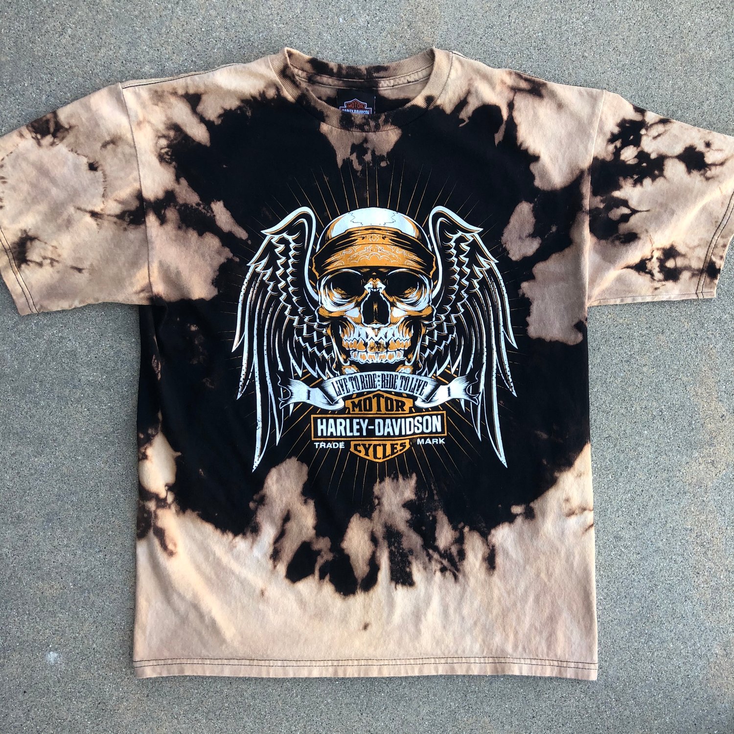 Image of Custom Bleached Harley Davidson “Skull/Wings” Tee