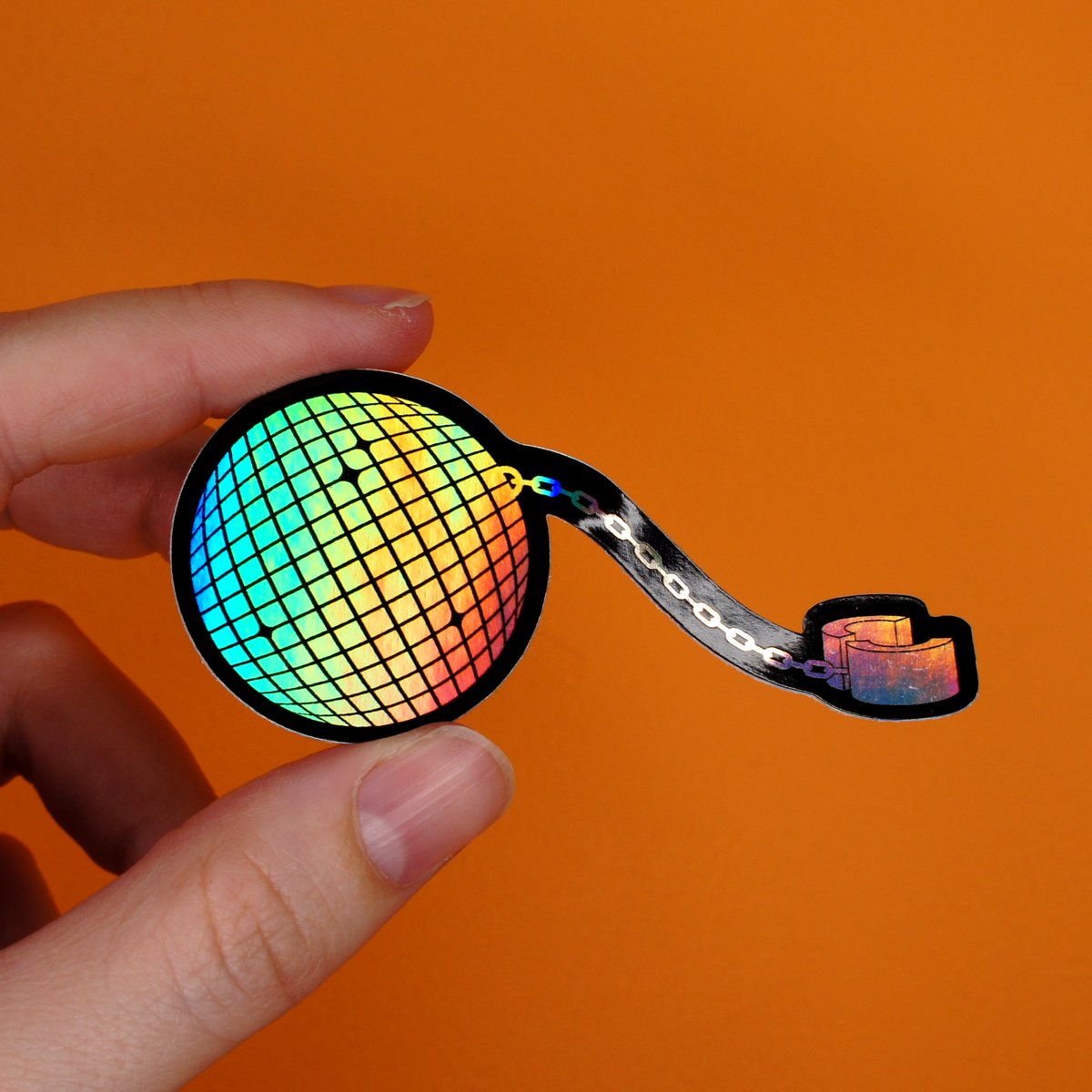 Disco Ball and Chain Holographic Sticker
