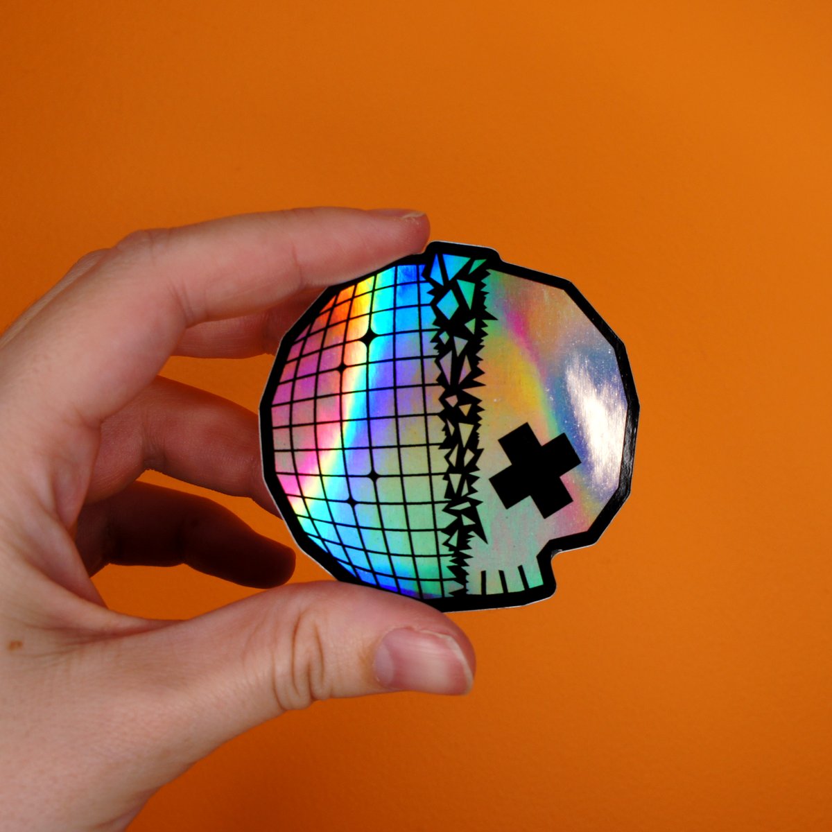 Disco Skull Holographic Sticker