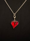 Red Crystal Heart Pendant and Silver Chain Necklace