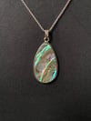 Abalone Shell Pendant and Stainless Steel Chain Necklace