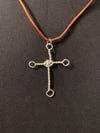 Silver Cross Leather Necklace