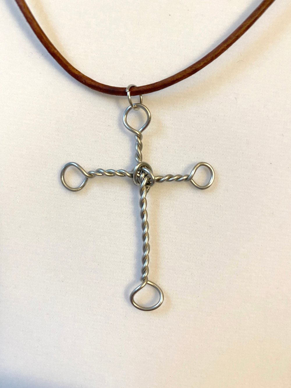 Stainless Steel Cross Leather Necklace