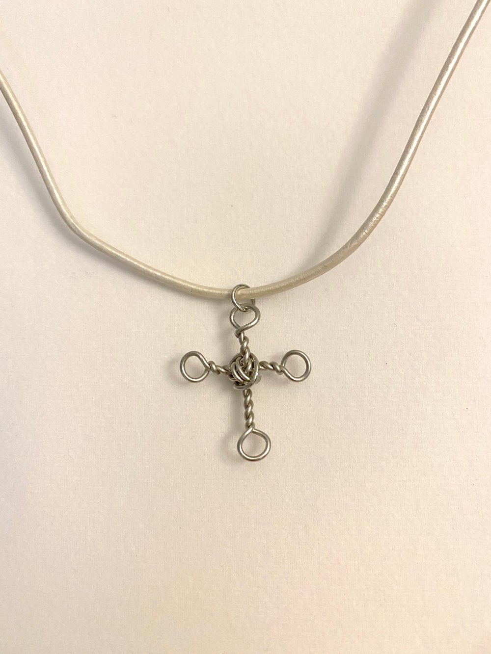 Stainless Steel Cross Leather Necklace