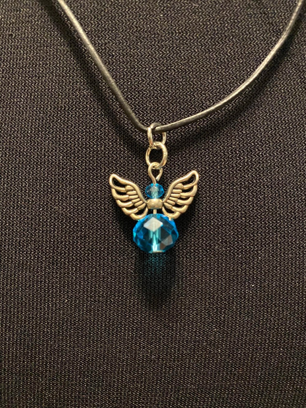 Angel Glass Birthstone Leather Necklace