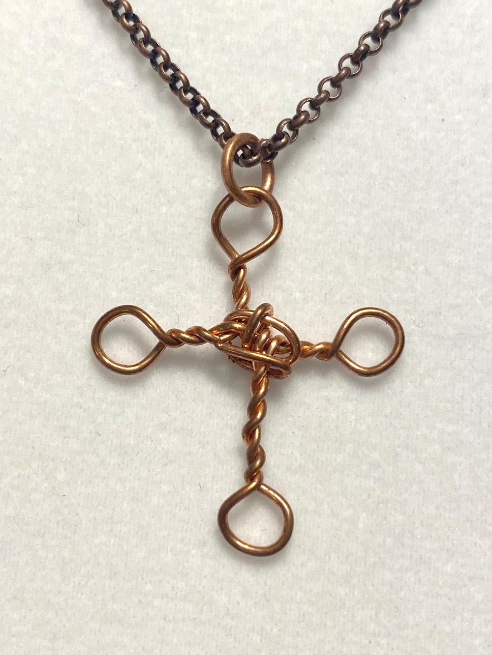 Copper Cross and Chain Necklace