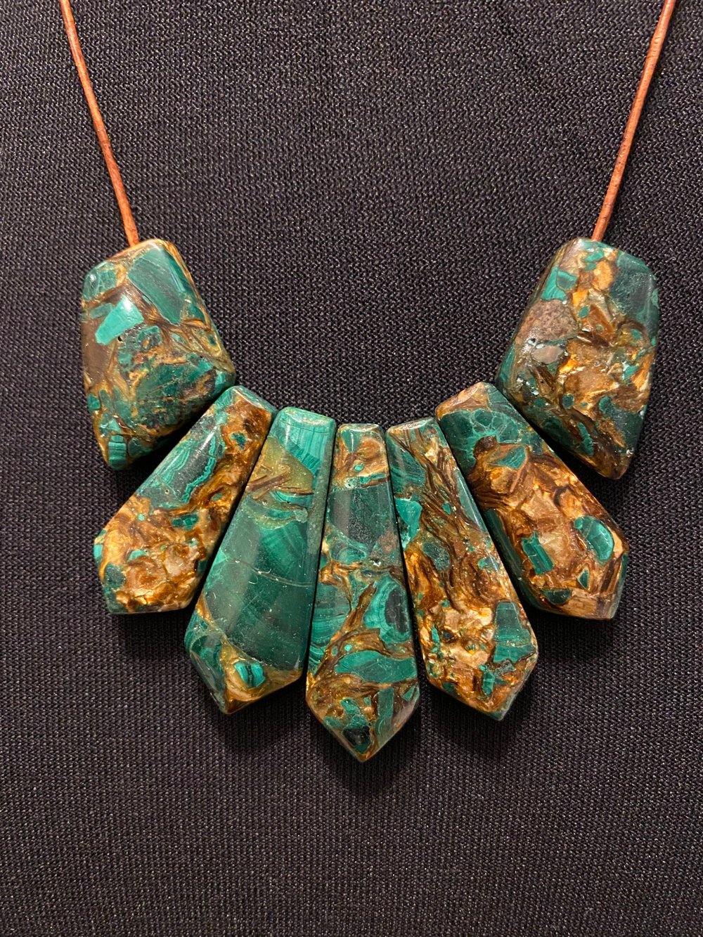 Malachite Mosaic Leather Necklace