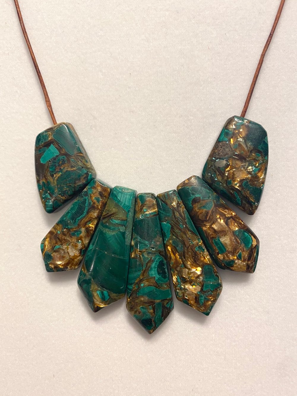 Malachite Mosaic Leather Necklace