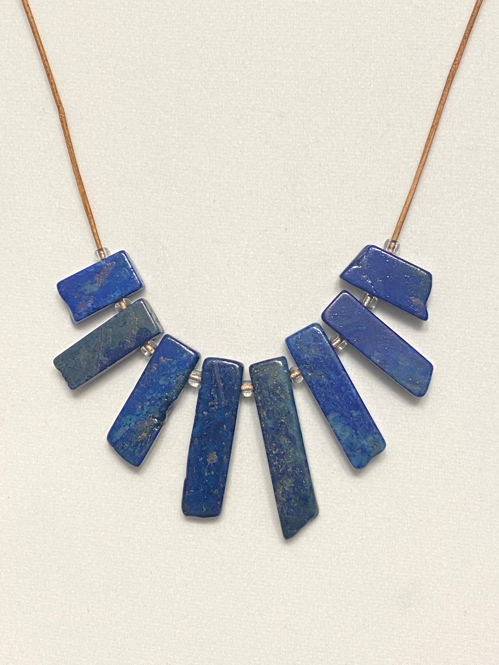 Lapis Tab Leather Necklace