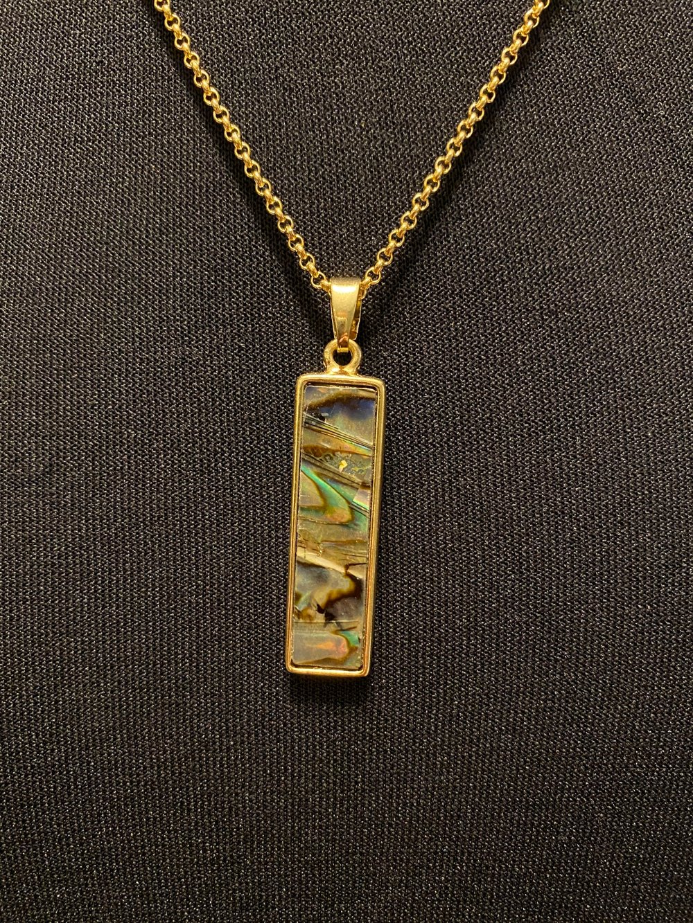 Abalone Tab and Gold Plated Chain Necklace