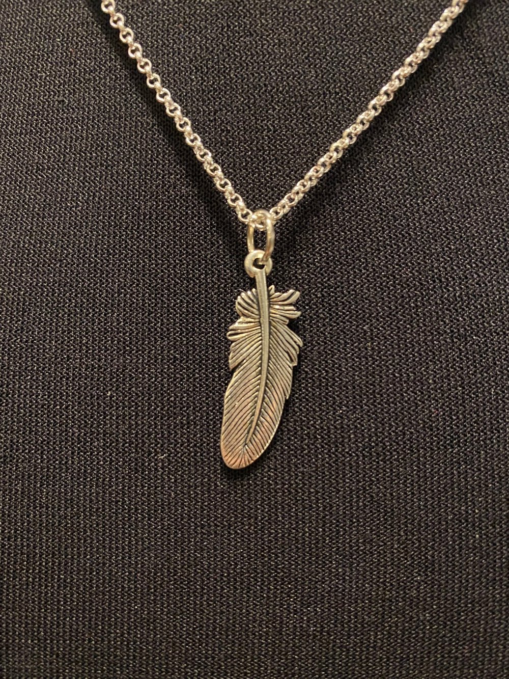 Silver Feather and Chain Necklace