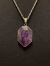 Amethyst Pendant and Silver Chain Necklace