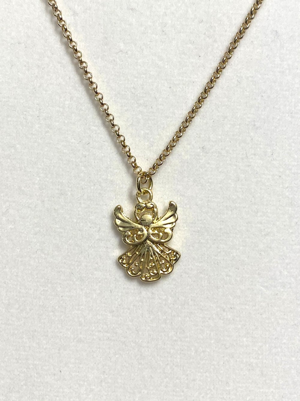 Angel Pendant and Gold Chain Necklace