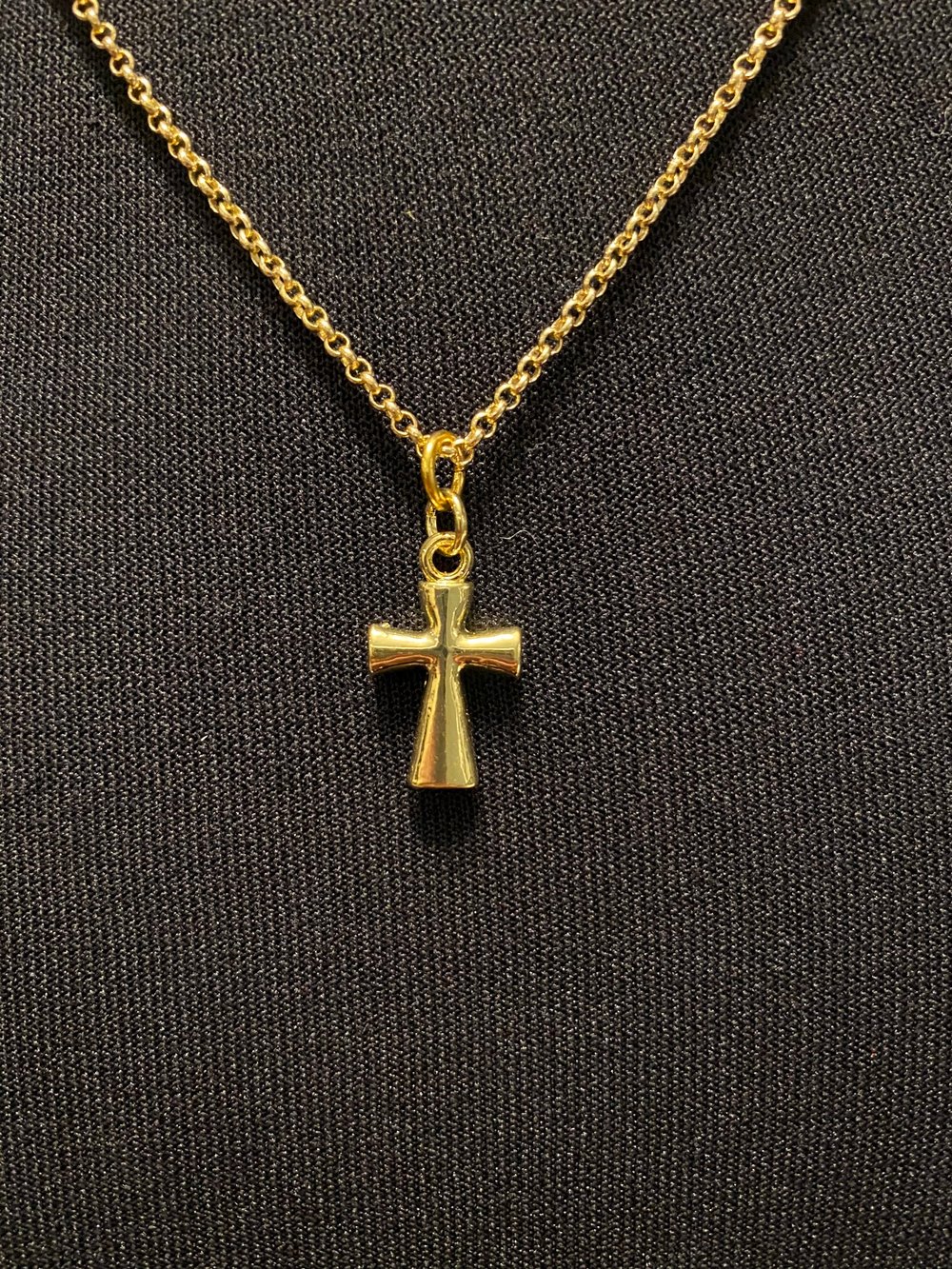 Cross Charm Pendant and Gold Chain Necklace