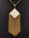 River Shell Pendant with Tassels and Gold Chain Necklace