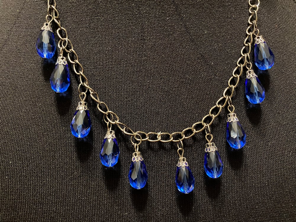 Glass Drop Pendants and Stainless Steel Chain Necklace
