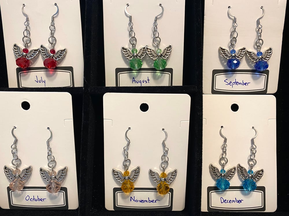 Angel Glass Birthstone Earrings