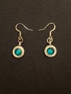 Emerald Glass Pendant Silver Earrings