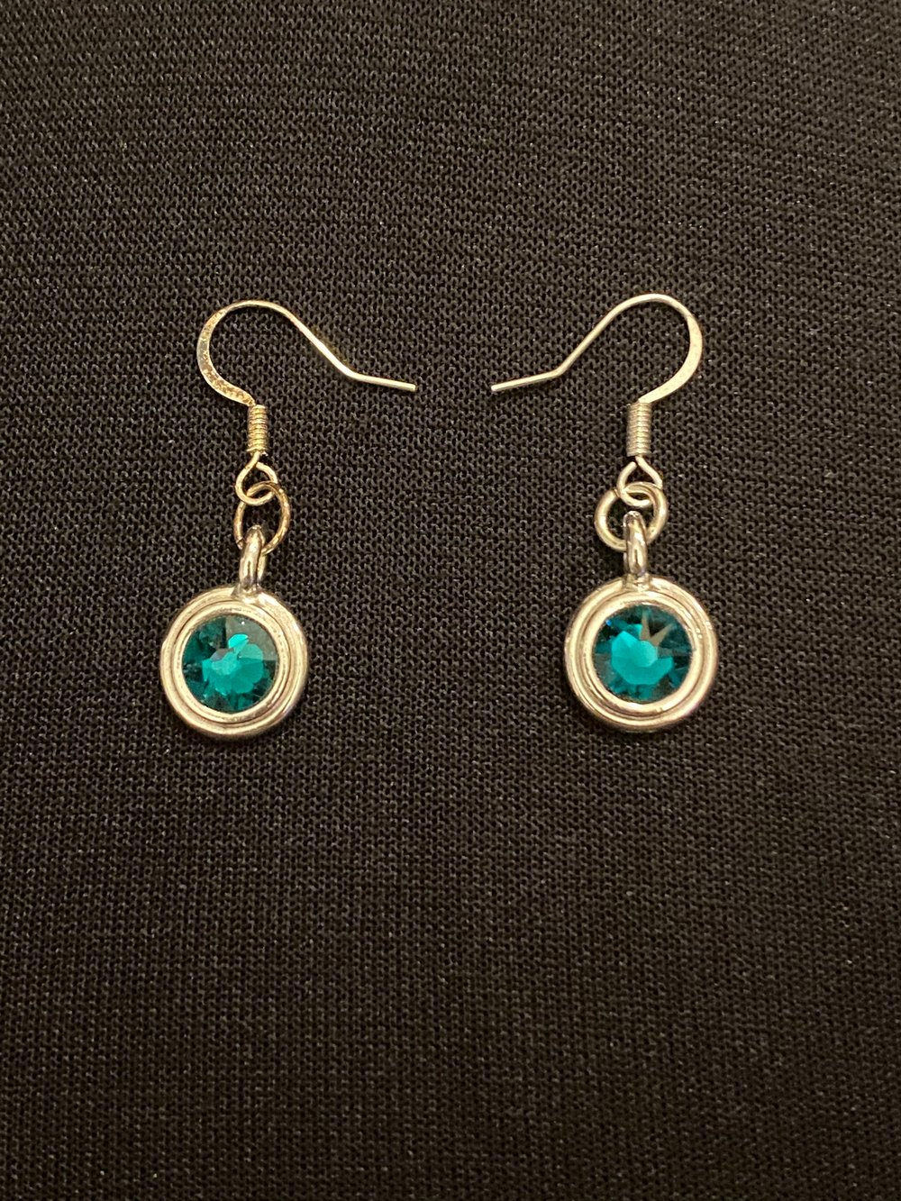 Emerald Glass Pendant Silver Earrings