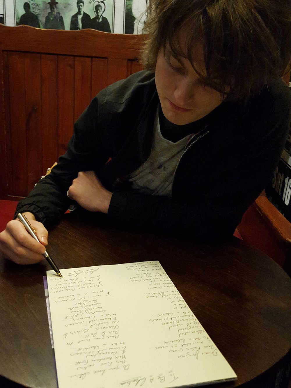 Handwritten TRAMPOLENE lyric sheet