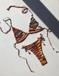 Image 3 of Orange Animal Print Harley Patch Bikini
