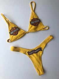Image 2 of Yellow Harley Davidson Double Patch Bikini