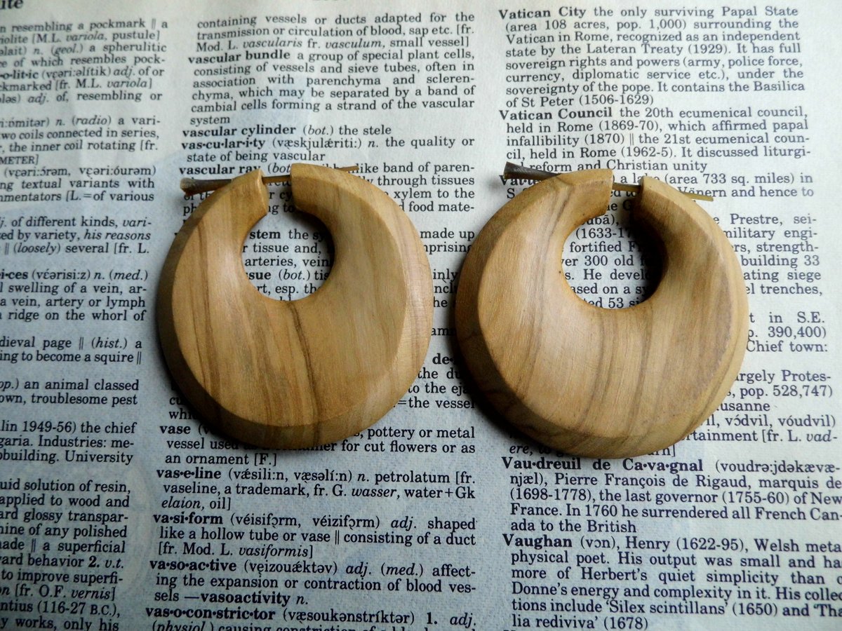 Extra Large Earrings Olive Wood Hoops