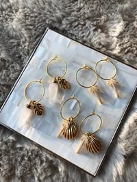Image 1 of Gold Palm Tree and Shell Small Hoop