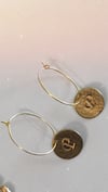 Gold Initial Coin Hoops