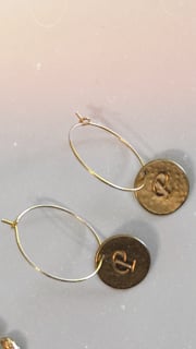 Image 2 of Gold Initial Coin Hoops