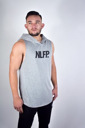 Image of SIGNATURE CUT OFF HOODIE LIGHT GREY 