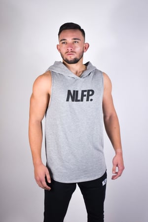 Image of SIGNATURE CUT OFF HOODIE LIGHT GREY 