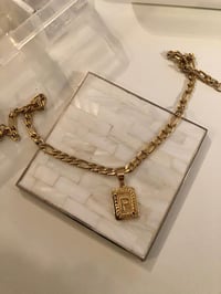 Image 2 of 6mm Chunky Chain with Gold Letter Necklace