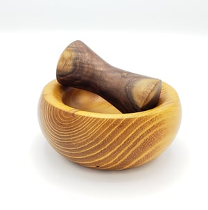 Image of Osage Orange (Hedge) and Walnut Mortar and Pestle