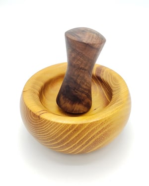 Image of Osage Orange (Hedge) and Walnut Mortar and Pestle