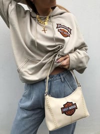 Image 1 of Beige Double Harley Davidson Patch Hoodie