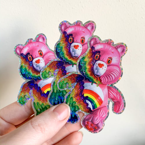 Image of Holo Glitter Melty Bear Sticker