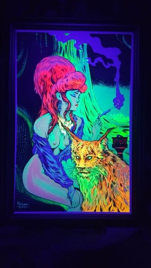 Image of Carpe Noctem "seize the night" acrylic neon glow original painting