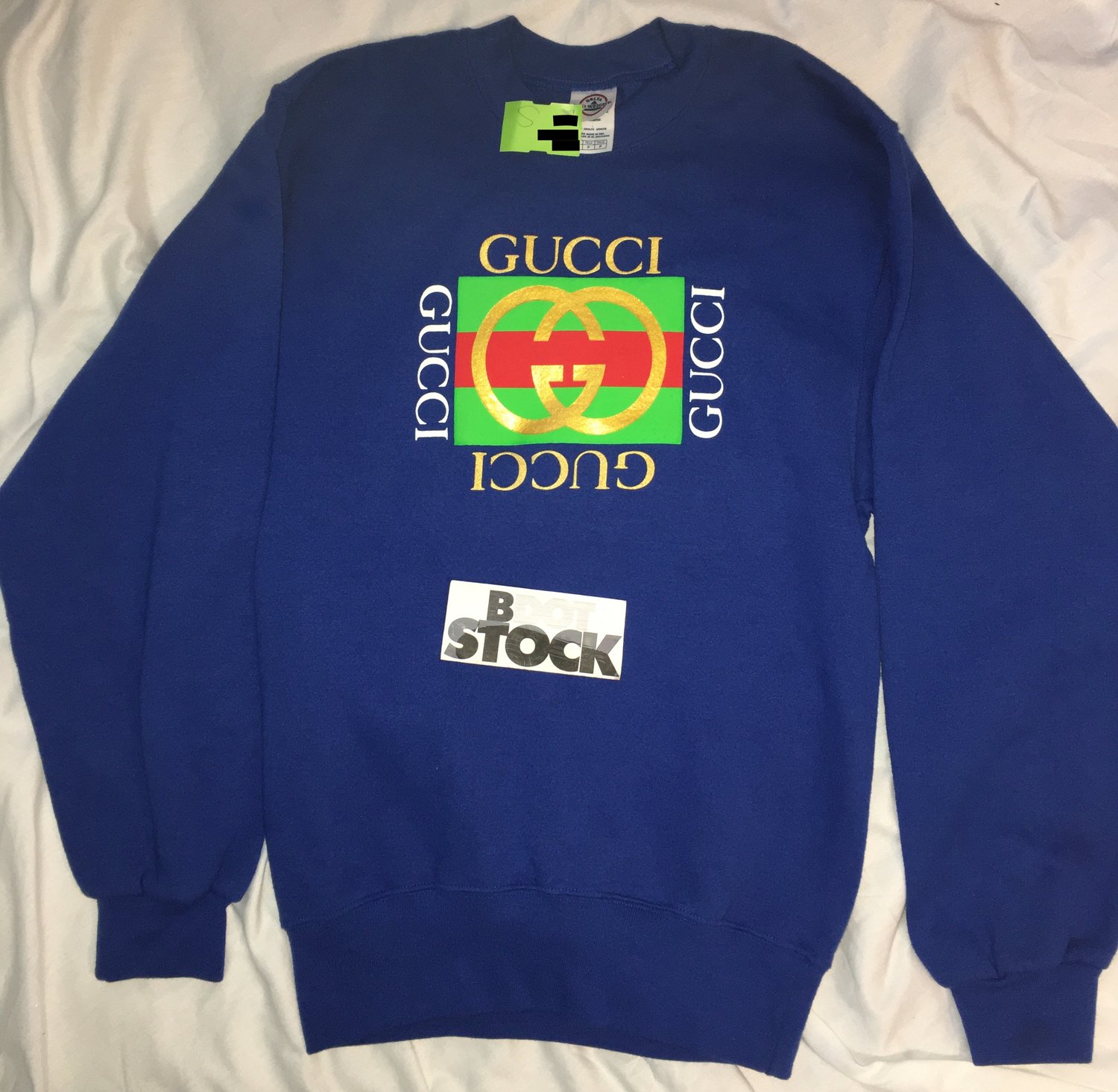 Image of Vintage Double G Box Logo Crewneck Navy Sz Small