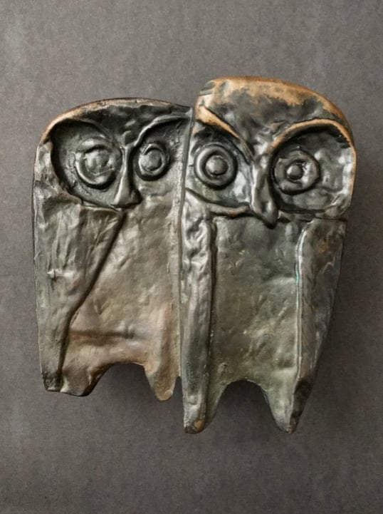 Image of Bronze Push or Pull Door Handle with Owl Design