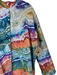 Image 6 of ♻️ UPCYCLED XL Eileen Fisher 100% Organic Linen Top in Earthy Rainbow Geode Ice Dye