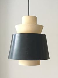 Image 1 of Pendant Light of Black and Off-White Metal by Stilnovo Italy (Labelled)