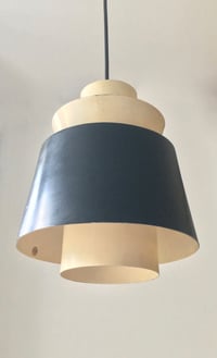 Image 5 of Pendant Light of Black and Off-White Metal by Stilnovo Italy (Labelled)