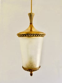 Image 1 of Mid-Century Lantern with Semi-Frosted Glass and Gilt Details by Lumi, Italy