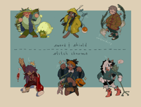 sword & shield stitch charms