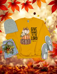 Image 2 of Give Thanks to the Lord Psalm 136:1 Pumpkin  Sweatshirt 