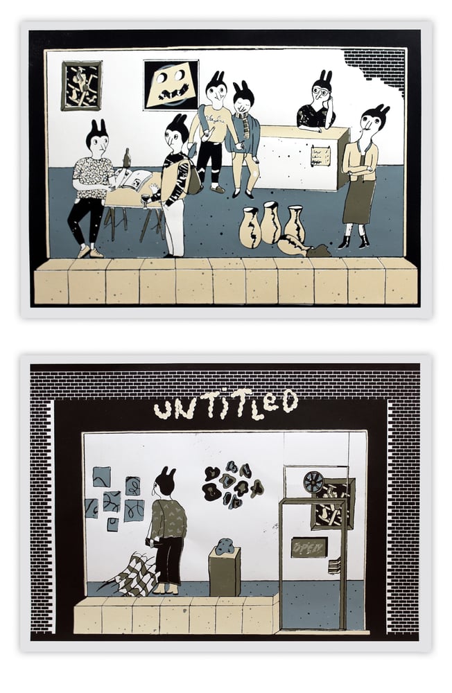Image of 'In the Gallery' Silk-Screen-Prints Set of 2