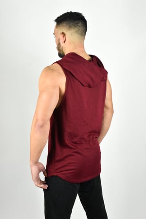 Image of SIGNATURE CUT OFF HOODIE BURGUNDY 