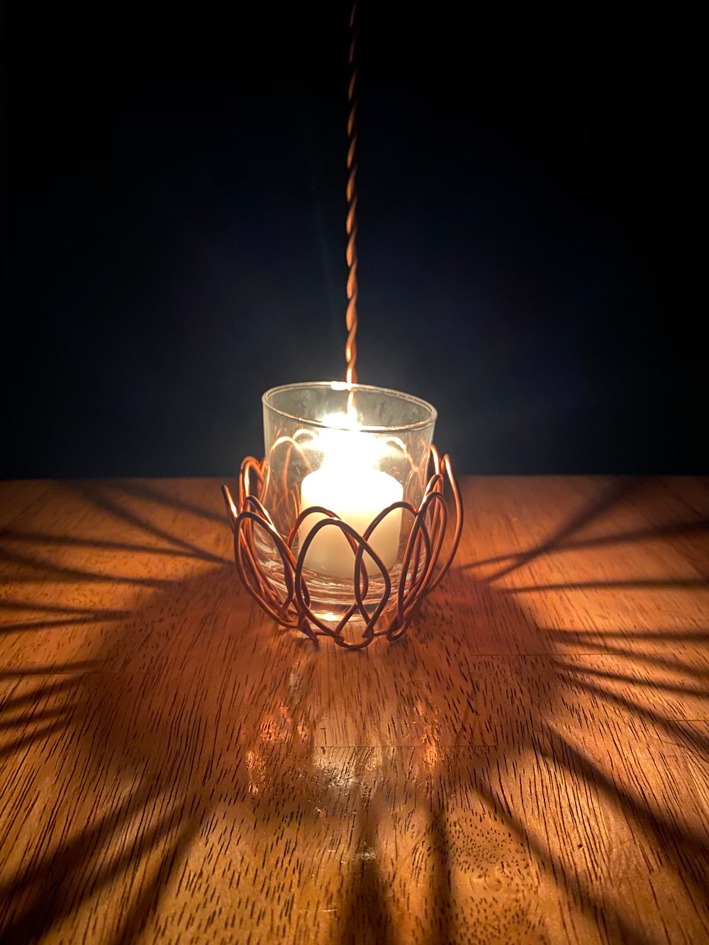 Copper Flower Candle Holder