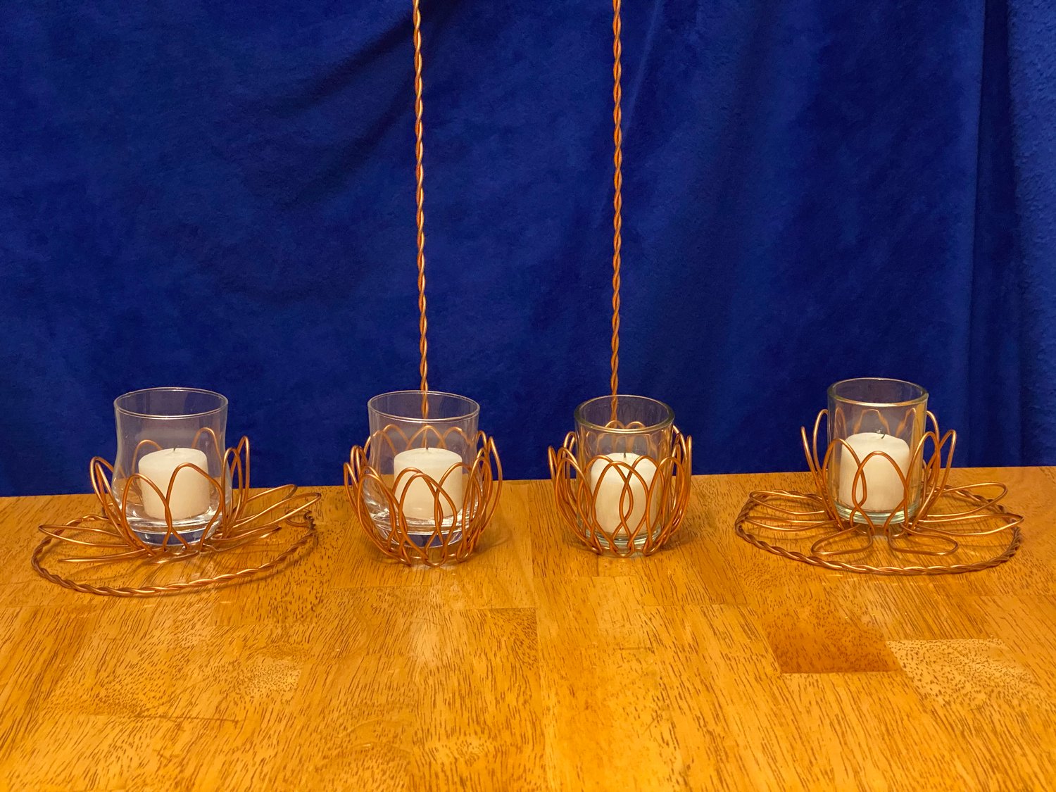 Copper Flower Candle Holder Copper Cross Metalweaving